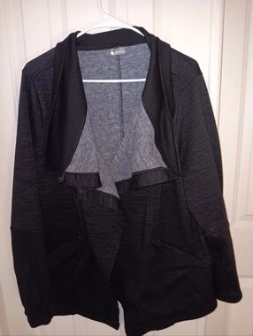 Zella Black Open-Front Hooded Knit Jacket